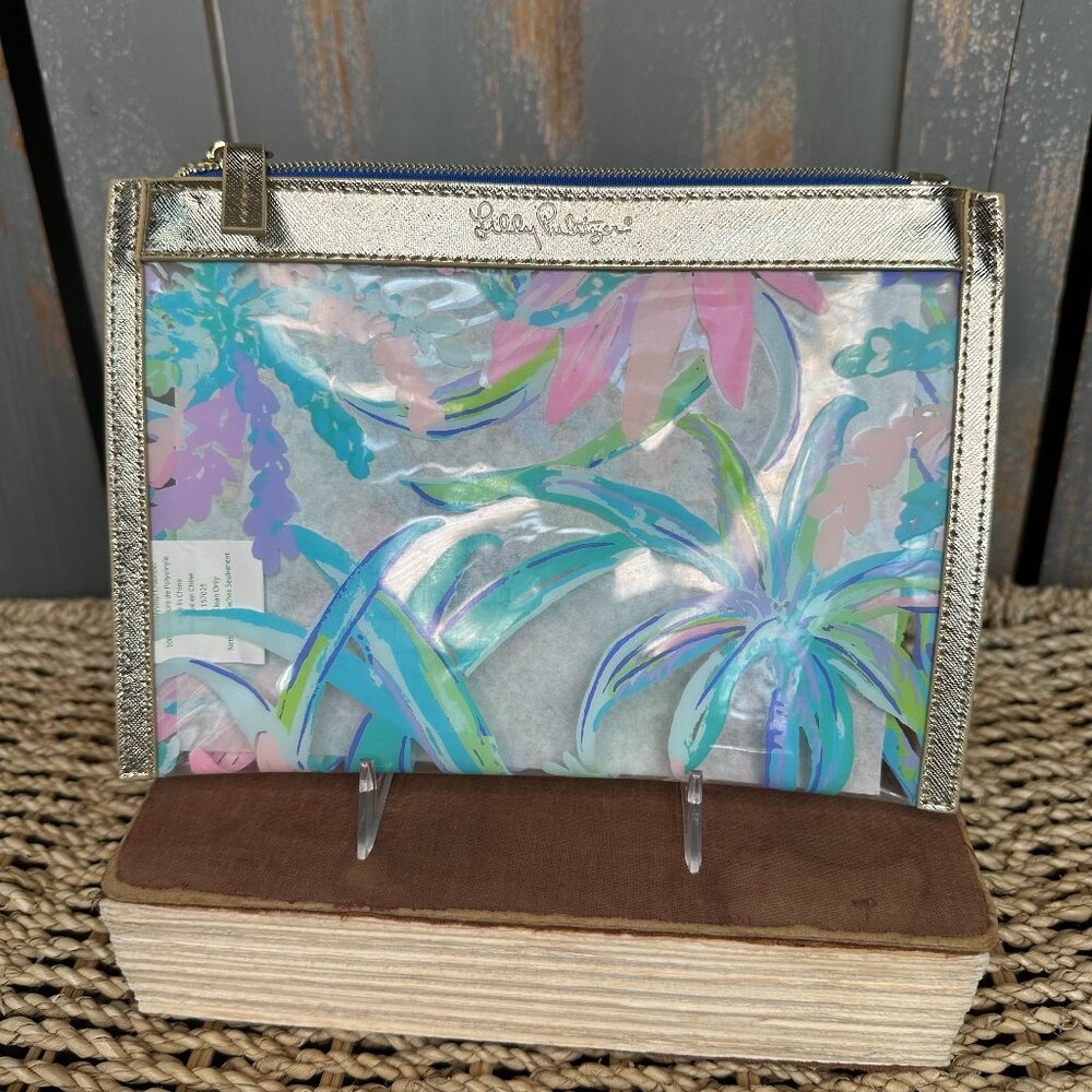 Lilly Pulitzer Clear Zip Top Pouch Travel Cosmetic Sweet Escape